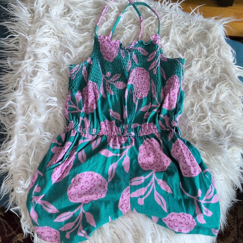 Tea Collection Green and Pink Kids One Piece